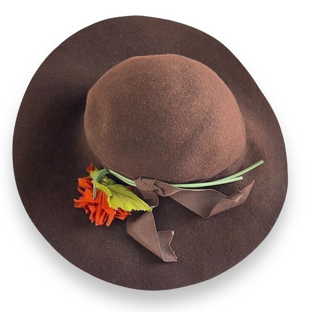 1980’s Floppy Brim 100% Wool Vintage Hat Betmar Ny&Paris Large Brim Flower Trim - Picture 7 of 15